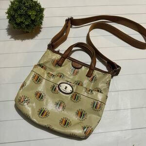 Fossil Key‎ Per Colorful Rainbow Print Adjustable Shoulder Crossbody Bag Purse
